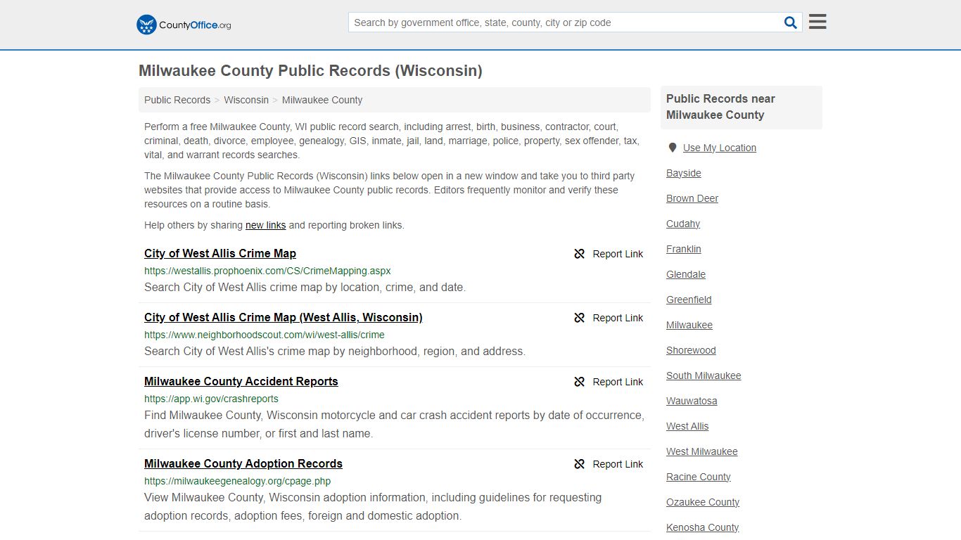 Public Records - Milwaukee County, WI (Business, Criminal, GIS ...